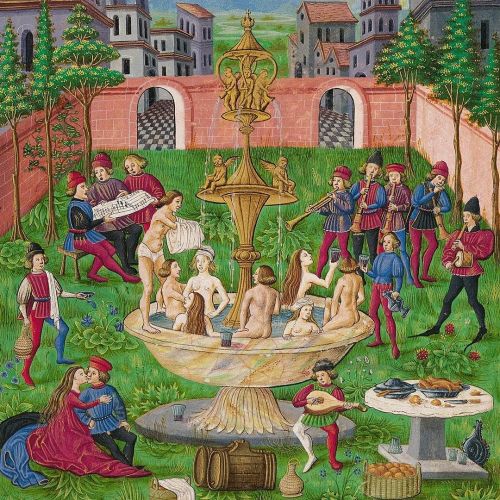 Medieval Revelry in a very large fountain